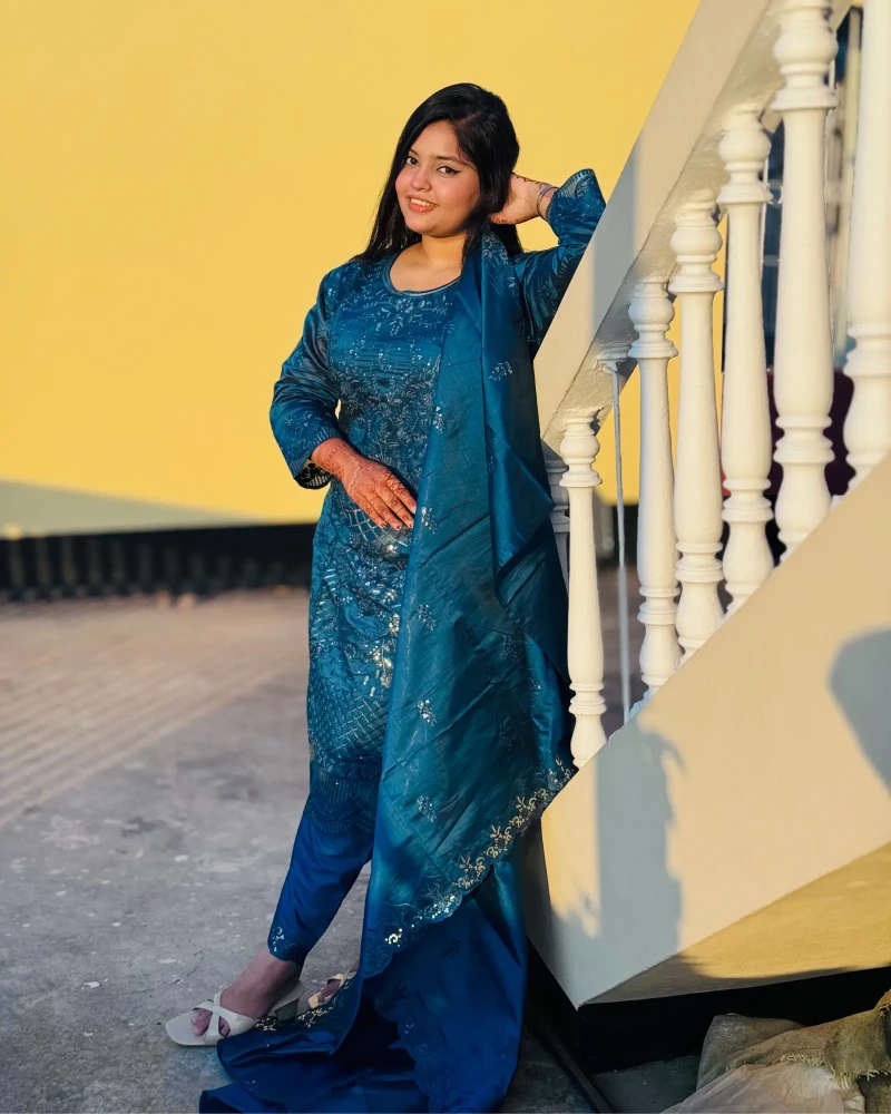 Georgette Embroidery Four Piece-M2010 - Main view showing full design